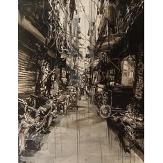 Khalid Khan-Kaay, 45 x 60 Inch, Acrylic on Canvas, Cityscape Painting, AC-KHKN-095